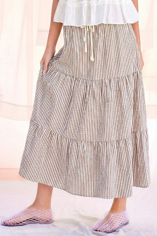 Prewashed Cotton Ruffle Maxi Skirt