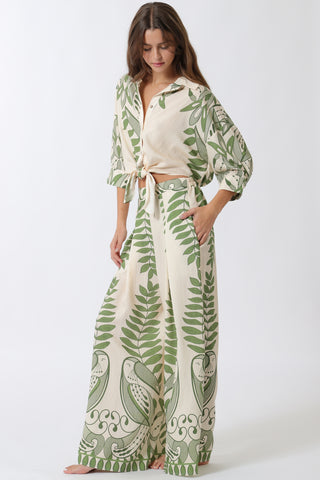 3/4 Sleeve Shirt Top And Long Pants Set