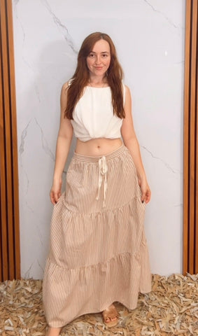 Prewashed Cotton Ruffle Maxi Skirt
