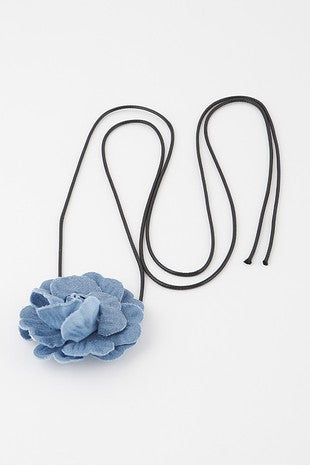 Denim Flower Choker Necklace