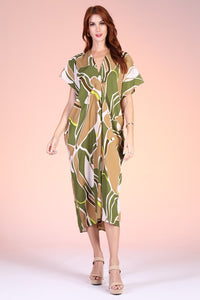 Amazon Rainforest Caftan Midi Dress