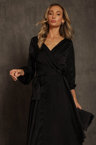 Odette cowl back detailed satin dress