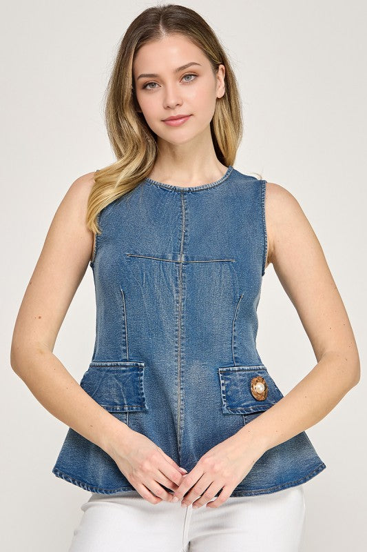 Back Zippered Peplum T Shirt