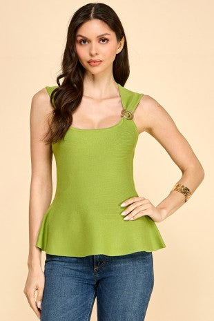 Slvless Embellishment Detailed Peplim Top