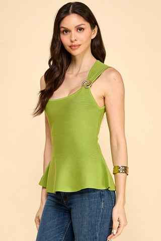 Slvless Embellishment Detailed Peplim Top