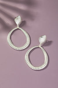 Textured organic hoop drop earrings