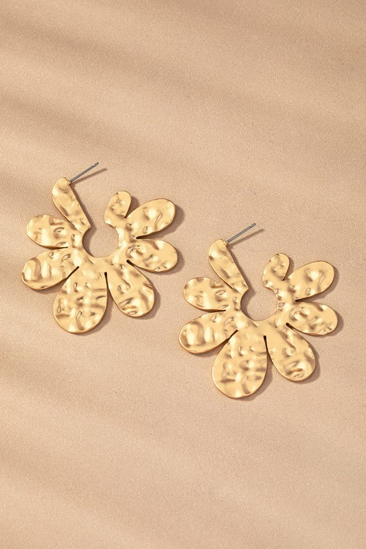 Hammered flower post earrings