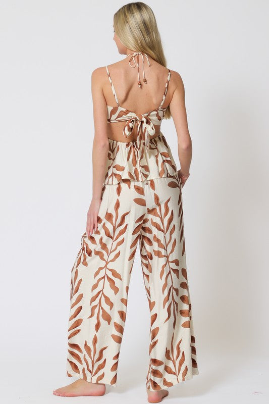 Thin Adjustable Strap Top & Long Pants Set