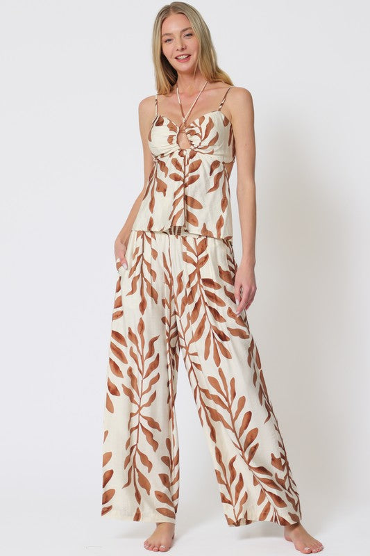 Thin Adjustable Strap Top & Long Pants Set