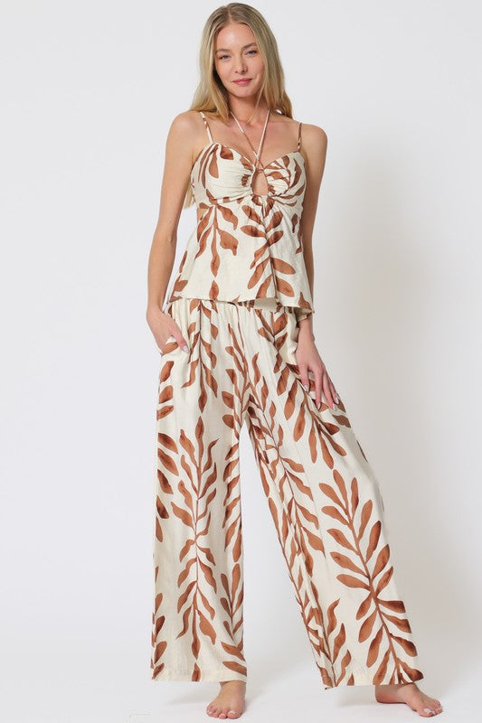 Thin Adjustable Strap Top & Long Pants Set