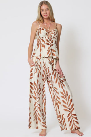 Thin Adjustable Strap Top & Long Pants Set