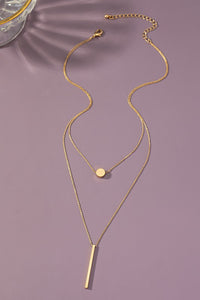 TWO LAYER CIRCLE AND STICK CHARM DELICATE NECKLACE
