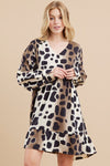 Leopard Print Long Sleeves Dress