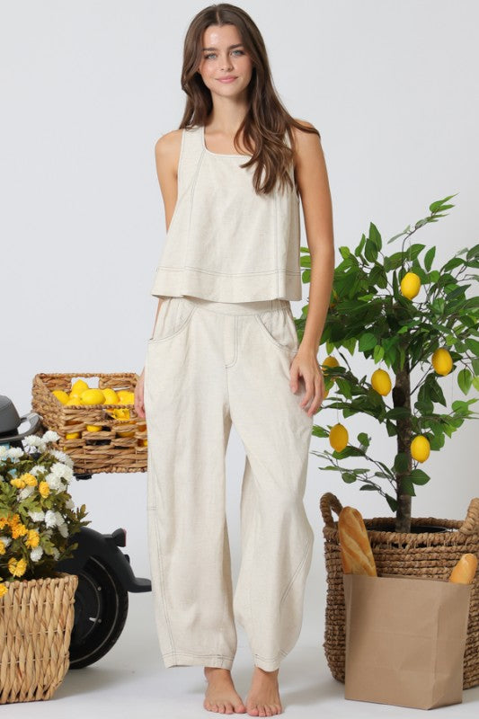 Slv Less A Line Top W/ Flexible Pants Set