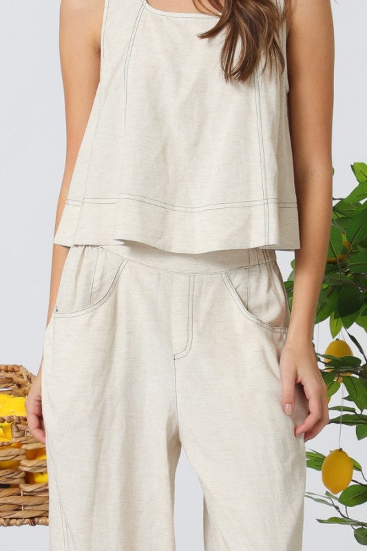 Slv Less A Line Top W/ Flexible Pants Set