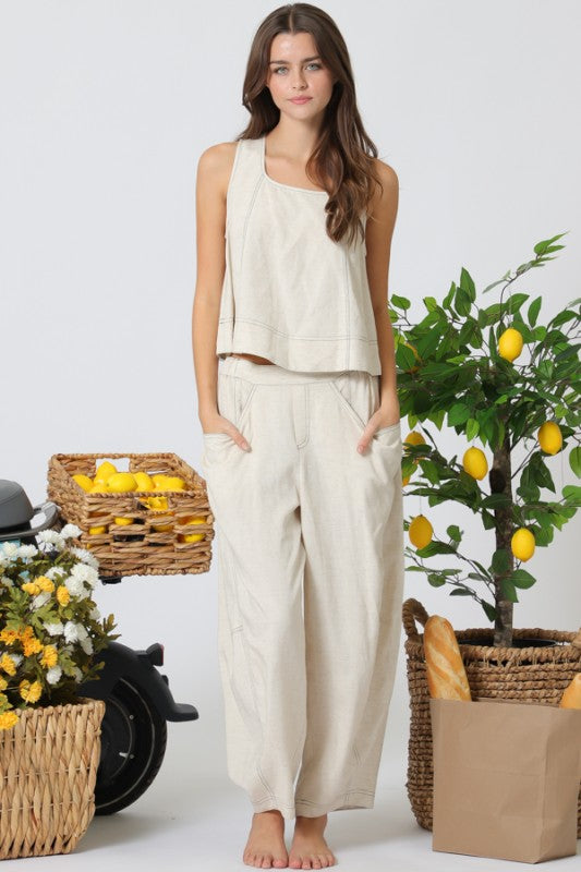 Slv Less A Line Top W/ Flexible Pants Set