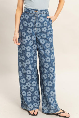 Floral Wide-leg Pants