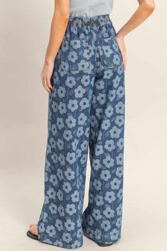Floral Wide-leg Pants