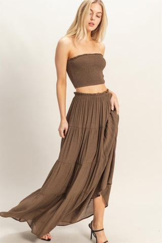 Smocked Tube Top & Tiered Skirt Set