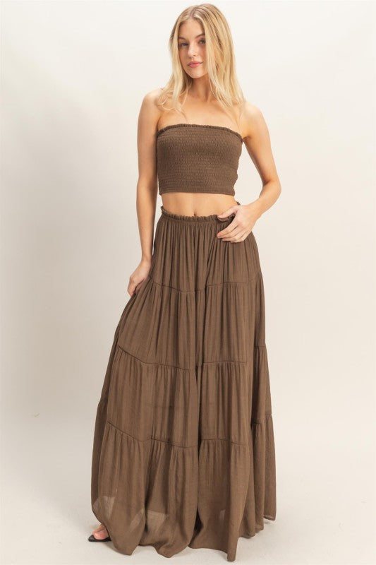 Smocked Tube Top & Tiered Skirt Set