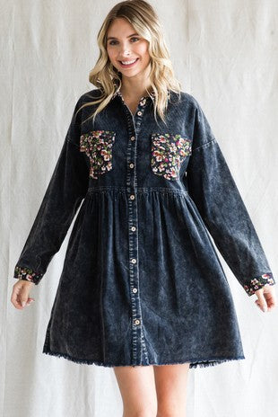 Washed Cotton Button-up Dress