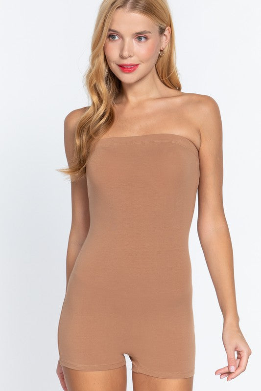 STRAPLESS BODYCON TUBE ROMPER