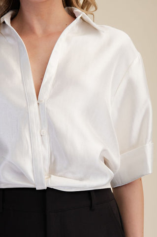 V-neck And Lapel Collar Short Sleeve Shirt