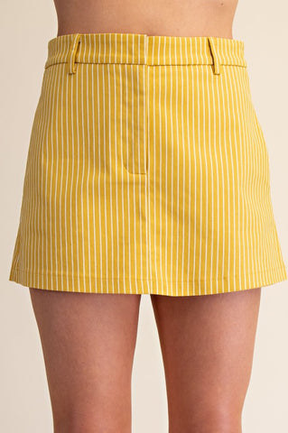 High Waisted Culottes Stripe Skort With Pocket