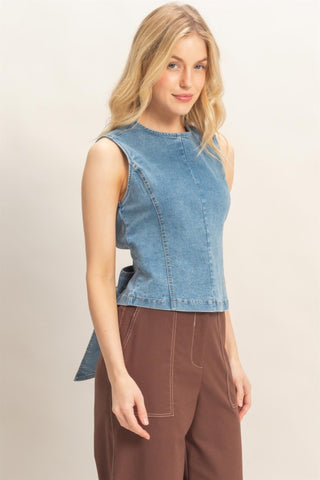 Sleeveless denim top