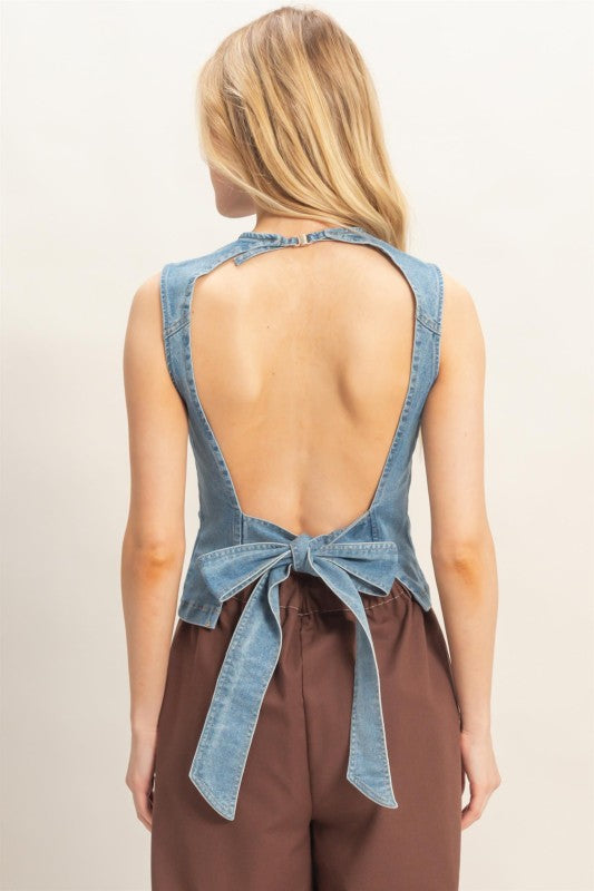 Sleeveless denim top