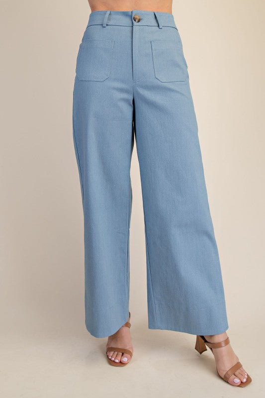 High Rise Front Pocket Wide Jeans