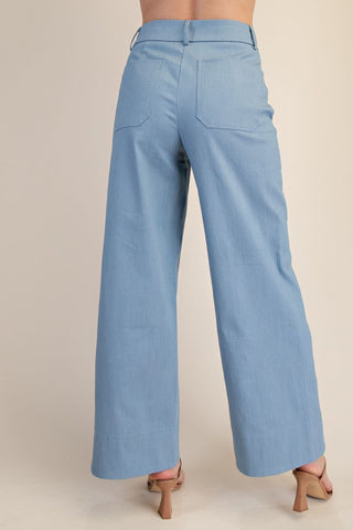 High Rise Front Pocket Wide Jeans