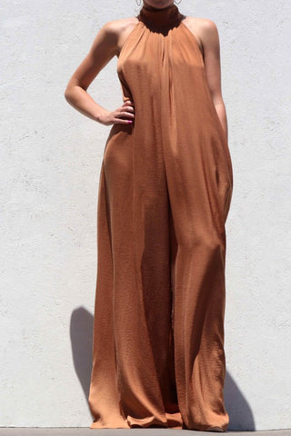 HIGH NECK BAND LONG JUMPSUIT