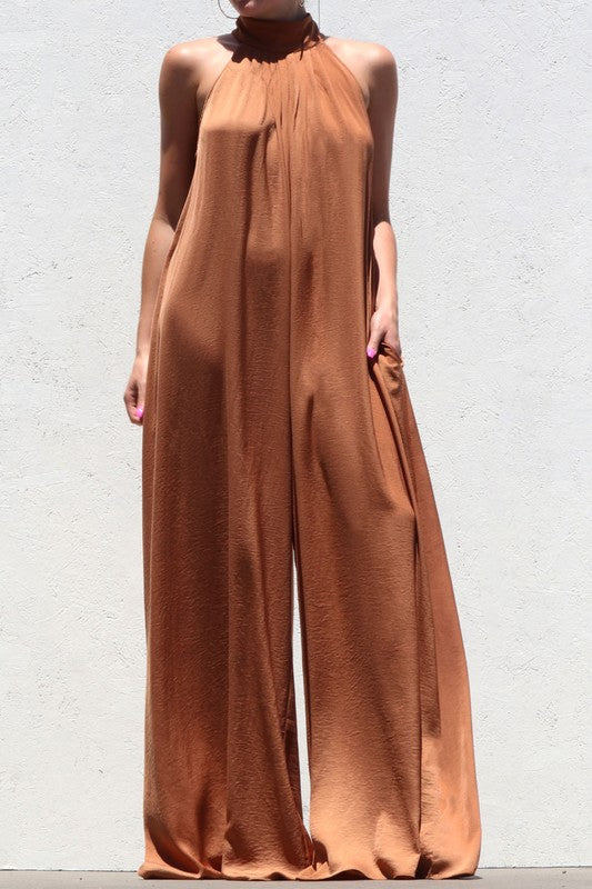 HIGH NECK BAND LONG JUMPSUIT