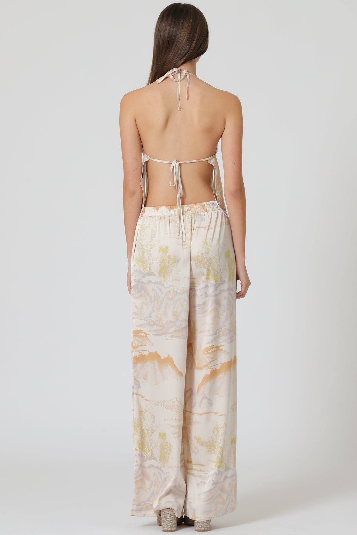 Halter top and elastic waisted long pants set