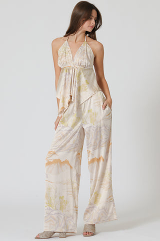 Halter top and elastic waisted long pants set