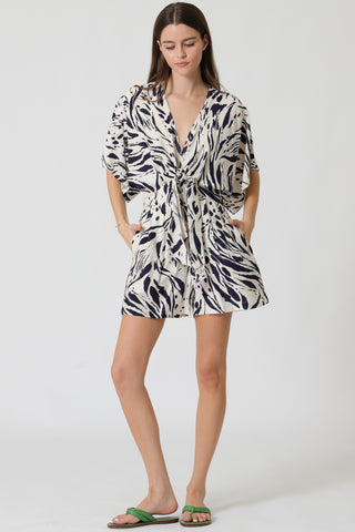 Kimono sleeve chest elastic back waisted romper