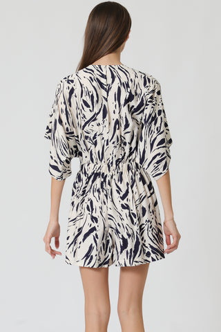 Kimono sleeve chest elastic back waisted romper