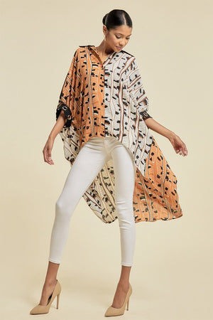 OVERFITTING ASYMMETRICAL PRINTED BLOUSE