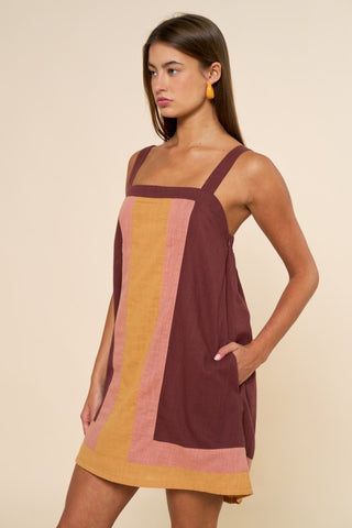Color Block Sleeveless Mini Dress