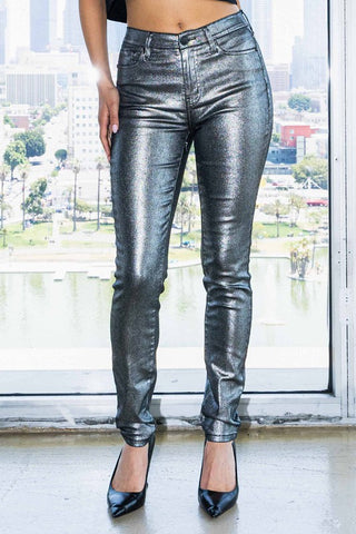 Silver Metallic Skinny Pants