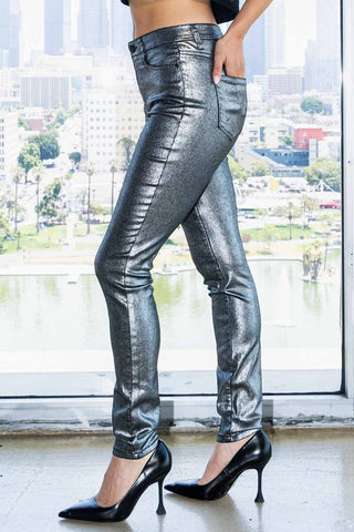 Silver Metallic Skinny Pants