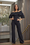 OFF SHOULDER LAYERED RUFFLE TOP DETAILED JUMPSUIT