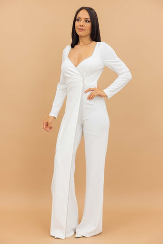 OVERLAP DETAILED FASHION JUMPSUIT