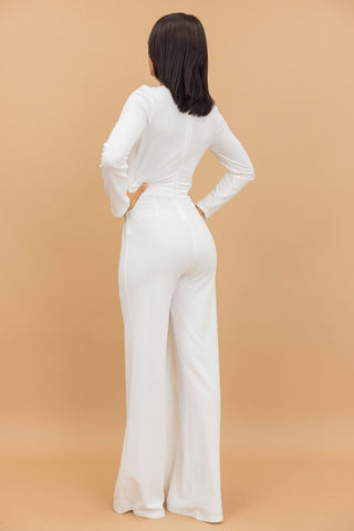 OVERLAP DETAILED FASHION JUMPSUIT