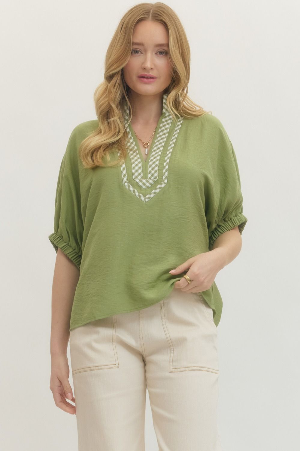 Solid short raglan sleeve top