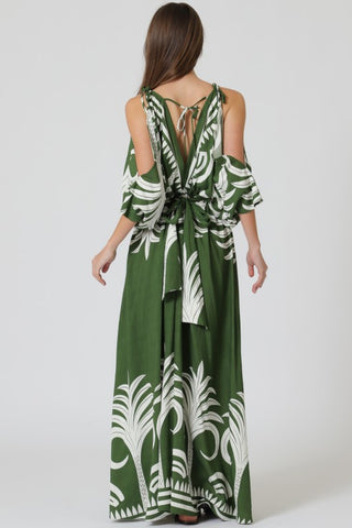 Border Print Kimono Maxi Dress