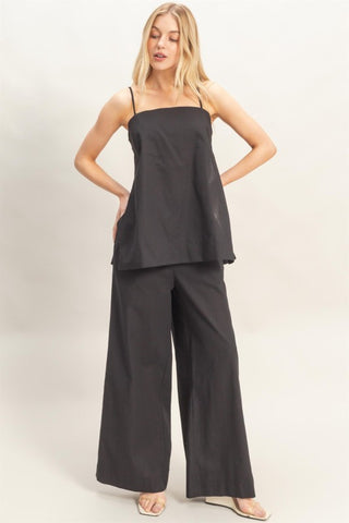 Spaghetti Strap Top & Wide-leg Pants Set