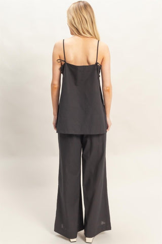 Spaghetti Strap Top & Wide-leg Pants Set
