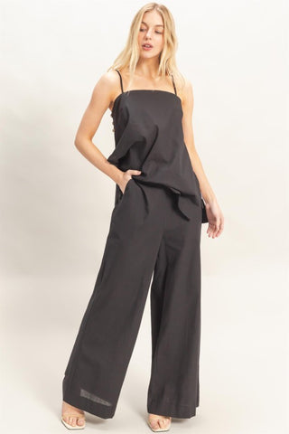 Spaghetti Strap Top & Wide-leg Pants Set